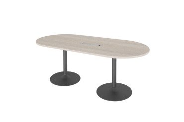 Table de réunion ovale L 210 cm piètement colonne métal avec top access Excellens