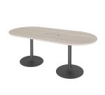 Mesa de reunión ovalada Excellens An 210 cm roble gris patas columna