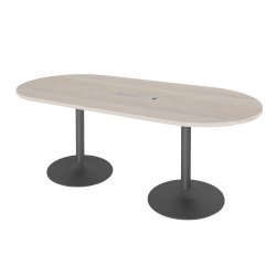 Ovale vergadertafel L 210 cm kolomvormig metalen onderstel met top access Excellens