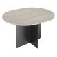 Table de réunion ovale 140 cm plateau chêne gris pieds croix Essens