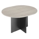 Table de réunion ovale 140 cm plateau chêne gris pieds croix Essens