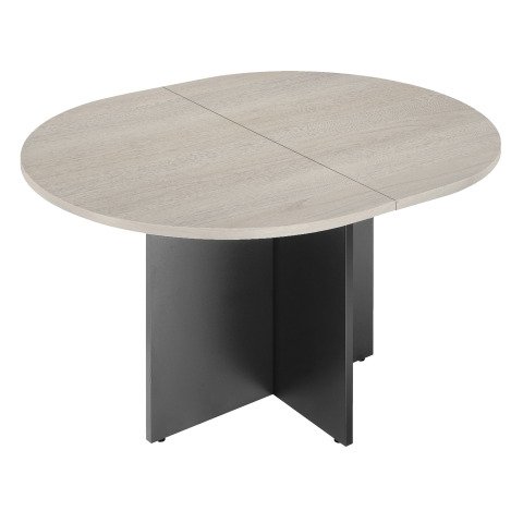 Mesa de reunión extensible ovalada Excellens roble gris patas antracita