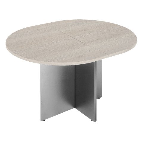 Mesa de reunión extensible ovalada Excellens roble gris patas aluminio