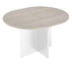 Table de réunion ovale 140 cm plateau chêne gris pieds croix Essens