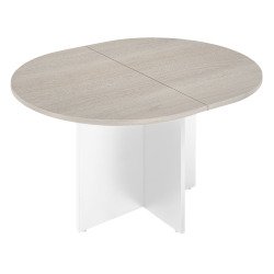 Table de réunion ovale 140 cm plateau chêne gris pieds croix Essens