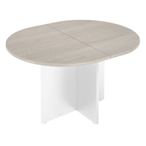 Mesa de reunión extensible ovalada Excellens roble gris patas blancas