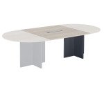 Extension chêne gris pour table modulable avec Top Access intégré pieds croix Essens
