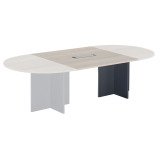 Extension chêne gris pour table modulable avec Top Access intégré pieds croix Essens