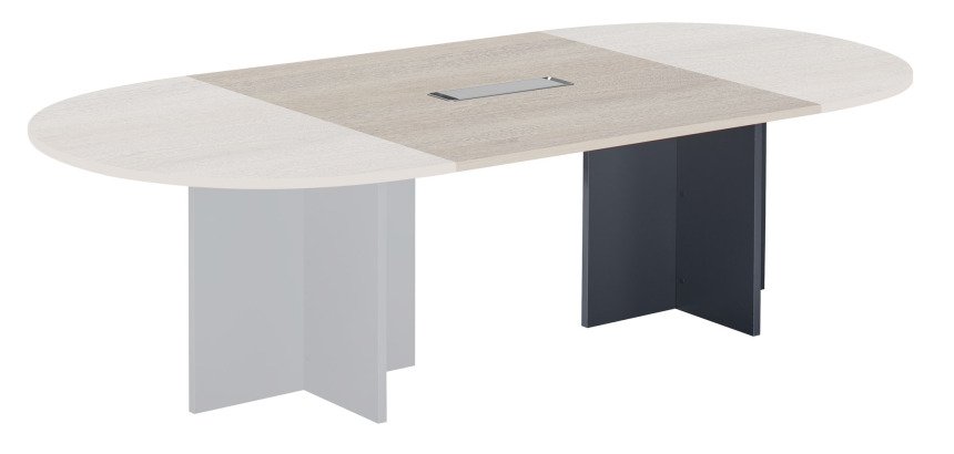 Extension chêne gris pour table modulable avec Top Access intégré pieds croix Essens
