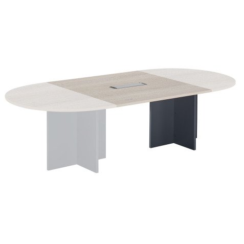 Extension chêne gris pour table modulable avec Top Access intégré pieds croix Essens