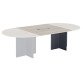 Extension chêne gris pour table modulable avec Top Access intégré pieds croix Essens