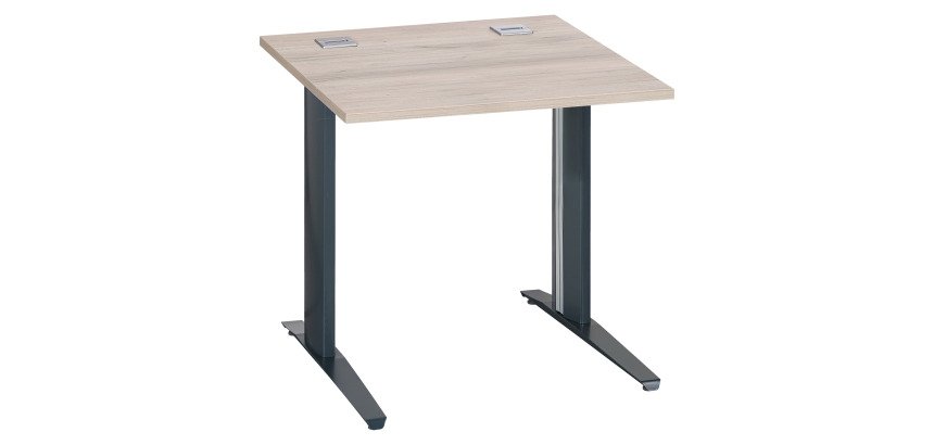 Bureau droit chêne gris L 80 cm piètement métal plus Essens