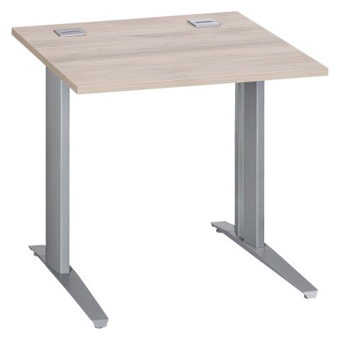 Mesa recta roble gris patas metálicas "L" aluminio Excellens 80 cm