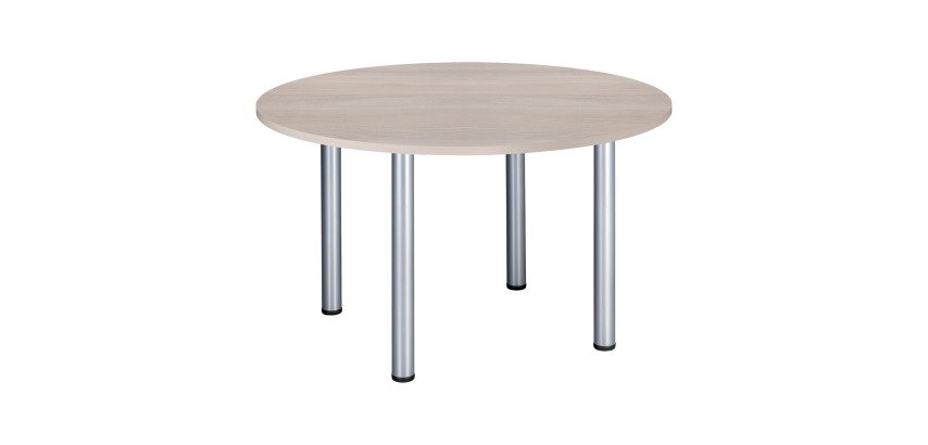 Table ronde 120 cm plateau chêne gris  pieds tube Essens