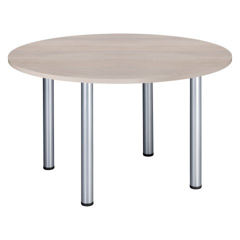 Mesa redonda Excellens 120 cm roble gris patas tubo aluminio