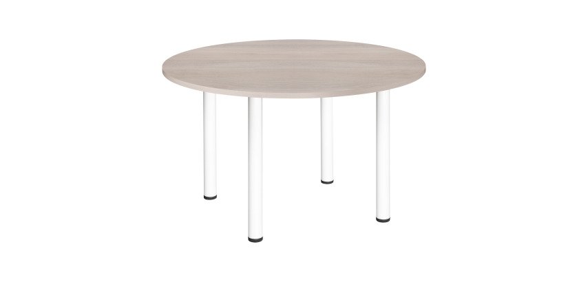 Table ronde 120 cm plateau chêne gris  pieds tube Essens