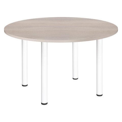 Mesa redonda Excellens 120 cm roble gris patas tubo blanco