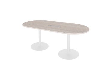 Mesa de reunión ovalada Excellens An 210 cm roble gris patas columna