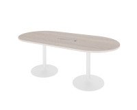 Mesa de reunión ovalada Excellens An 210 cm roble gris patas columna