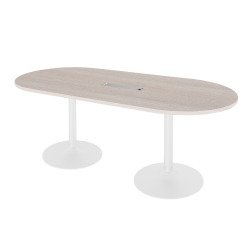 Mesa de reunión ovalada Excellens An 210 cm roble gris patas columna