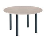 Table ronde 120 cm plateau chêne gris  pieds tube Essens