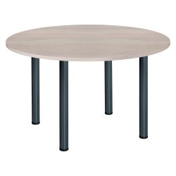 Table ronde 120 cm plateau chêne gris  pieds tube Essens