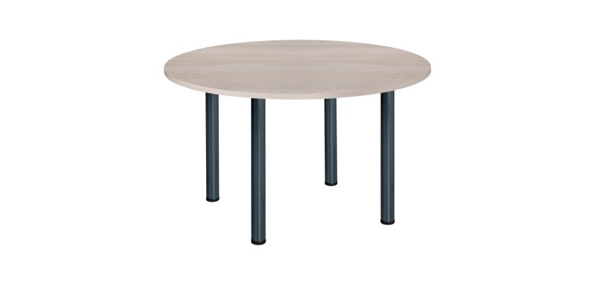 Table ronde 120 cm plateau chêne gris  pieds tube Essens