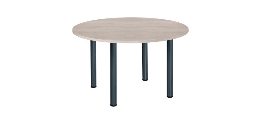 Table ronde 120 cm plateau chêne gris  pieds tube Essens