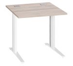 Scrivania lineare excellens rovere grigio 80 cm con gambe bianche