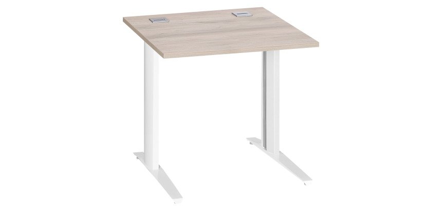 Scrivania lineare excellens rovere grigio 80 cm con gambe bianche