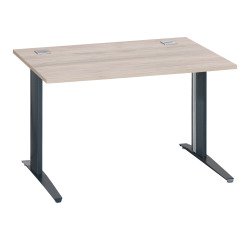 Bureau droit chêne gris L 120 cm piètement métal plus Essens