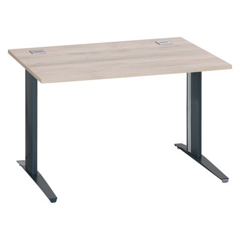 Bureau droit chêne gris L 120 cm piètement métal plus Essens