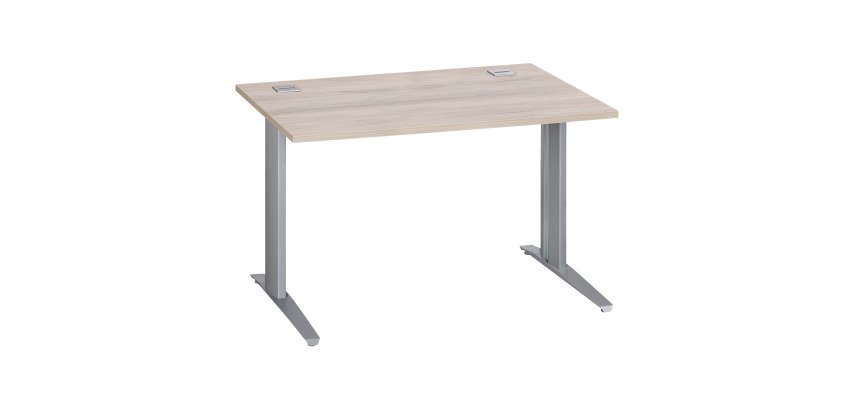 Bureau droit chêne gris L 120 cm piètement métal plus Essens