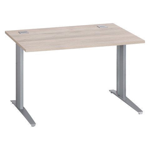 Mesa recta roble gris patas metálicas "L" aluminio Excellens 120 cm