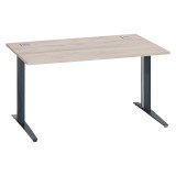 Bureau droit chêne gris L 140 cm piètement métal plus Essens