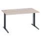 Bureau droit chêne gris L 140 cm piètement métal plus Essens