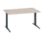 Bureau droit chêne gris L 140 cm piètement métal plus Essens
