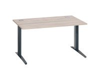 Bureau droit chêne gris L 140 cm piètement métal plus Essens