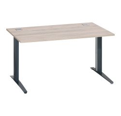 Bureau droit chêne gris L 140 cm piètement métal plus Essens