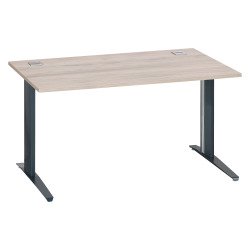 Bureau droit chêne gris L 140 cm piètement métal plus Essens