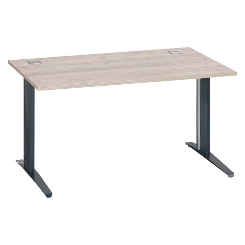 Mesa recta roble gris patas metálicas "L" antracita Excellens 140 cm