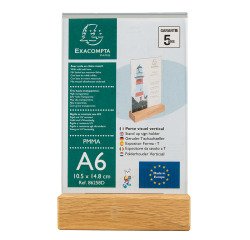 Expositor de sobremesa A6 doble cara base madera