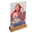 Présentoir de table double face socle en bois A5