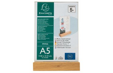 Expositor de sobremesa A5 doble cara base madera