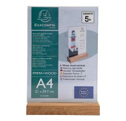 Expositor de sobremesa A4 doble cara base madera