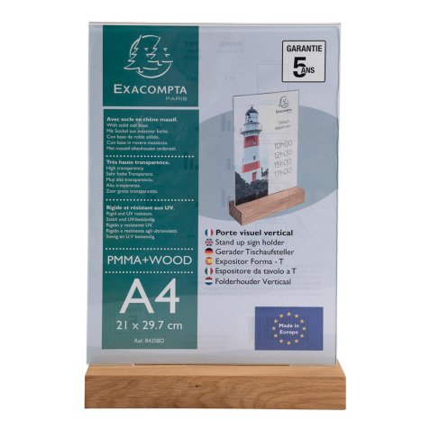 Expositor de sobremesa A4 doble cara base madera