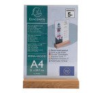Présentoir de table double face socle en bois A4