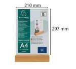 Présentoir de table double face socle en bois A4