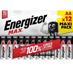 Energizer Alkaline Batteries Max AA LR6 2250 mAh 1.5V Pack of 12