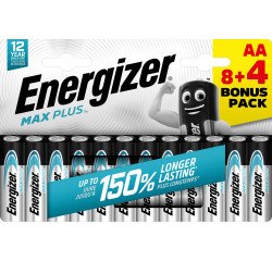 Energizer Alkaline Batteries Max Plus AA LR6 2550 mAh 1.5V Pack of 12